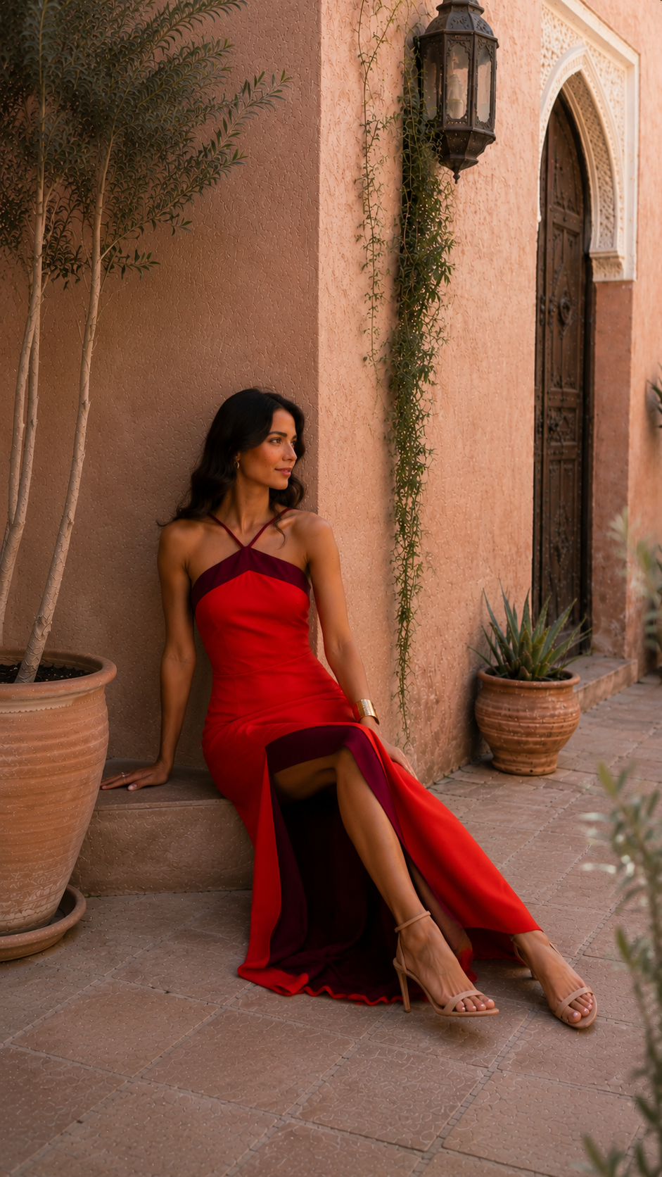 Vestido Largo Halter con Abertura Lateral