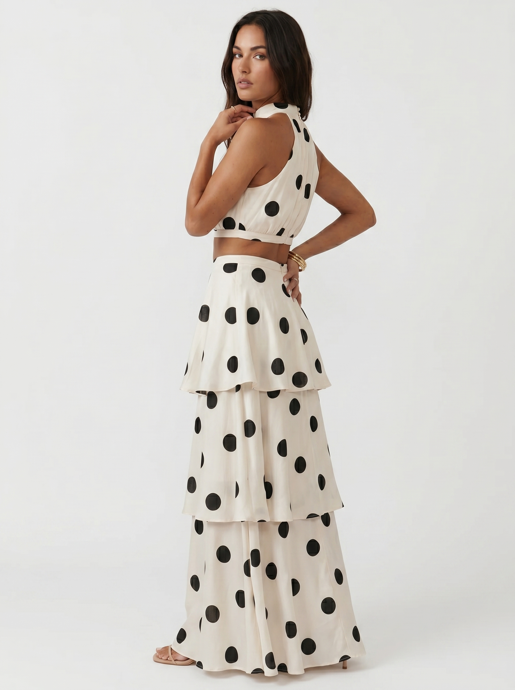 Conjunto de Top y Falda Larga de Lunares